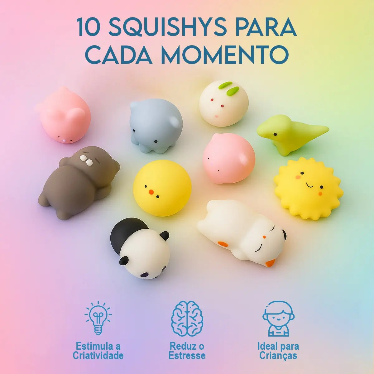 Squishy Bichinho Macio Fofo de Apertar Anti Stress Mochi de Brincar Pop It Fidget