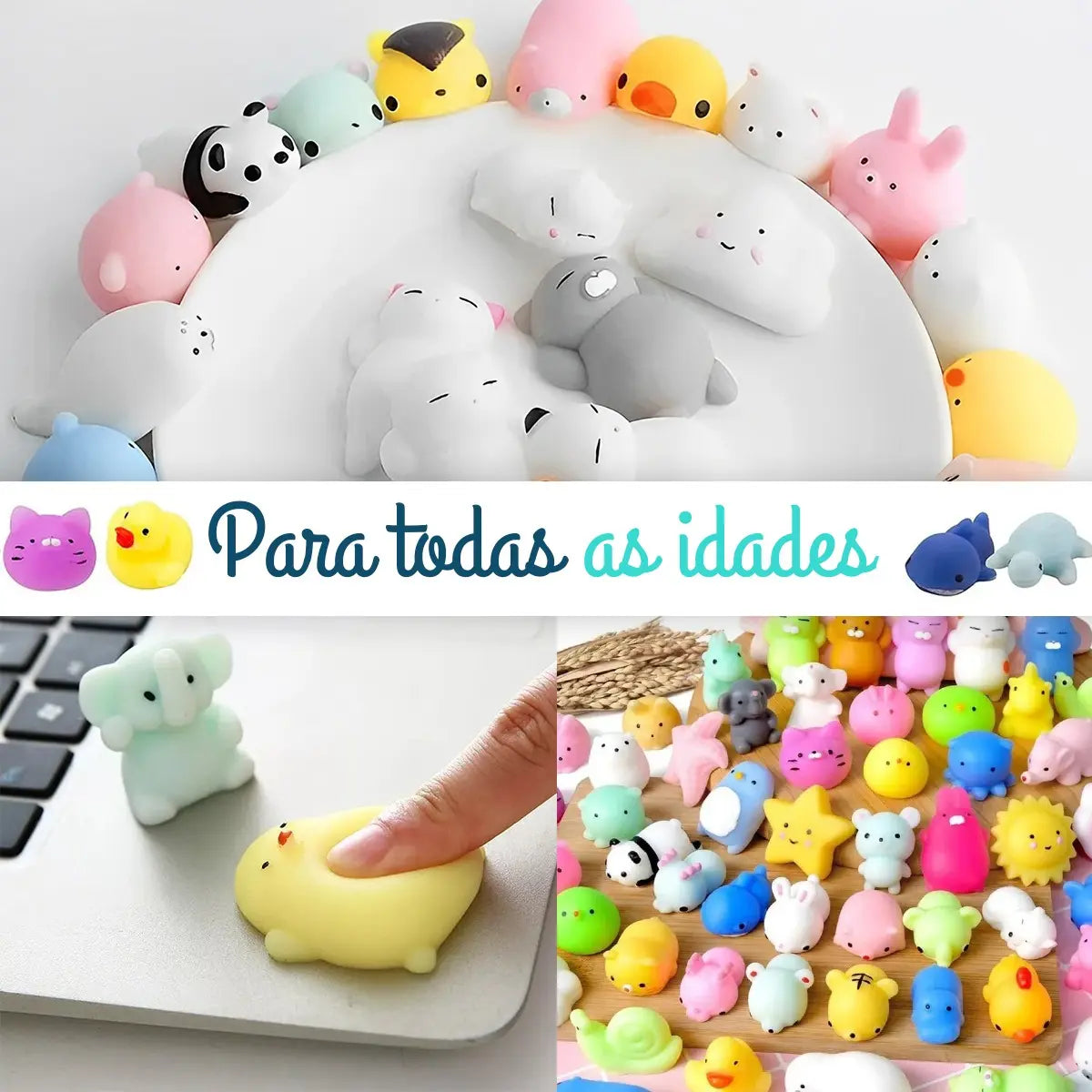 Squishy Bichinho Macio Fofo de Apertar Anti Stress Mochi de Brincar Pop It Fidget